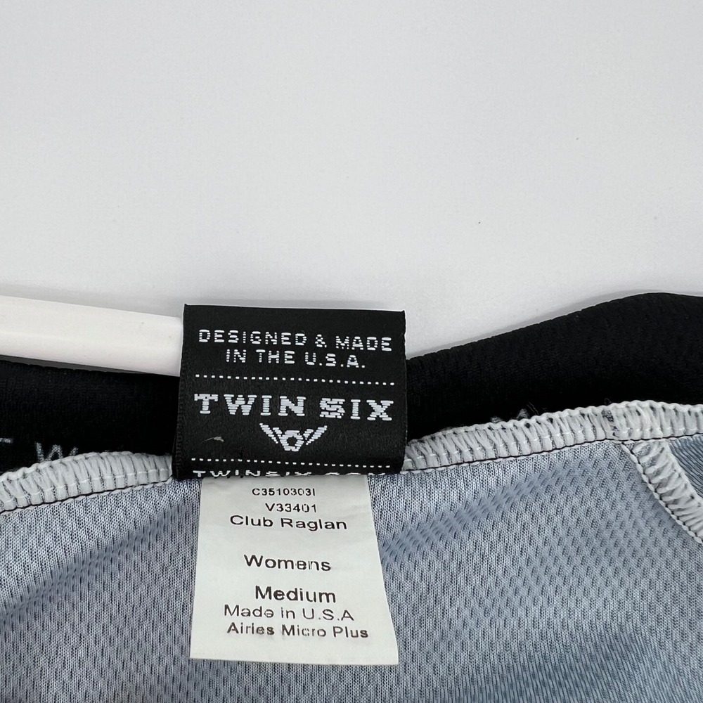 Twin Six Club Raglan Cycling Jersey Womens Medium Black Pink Blue Geometric - Picture 3 of 6
